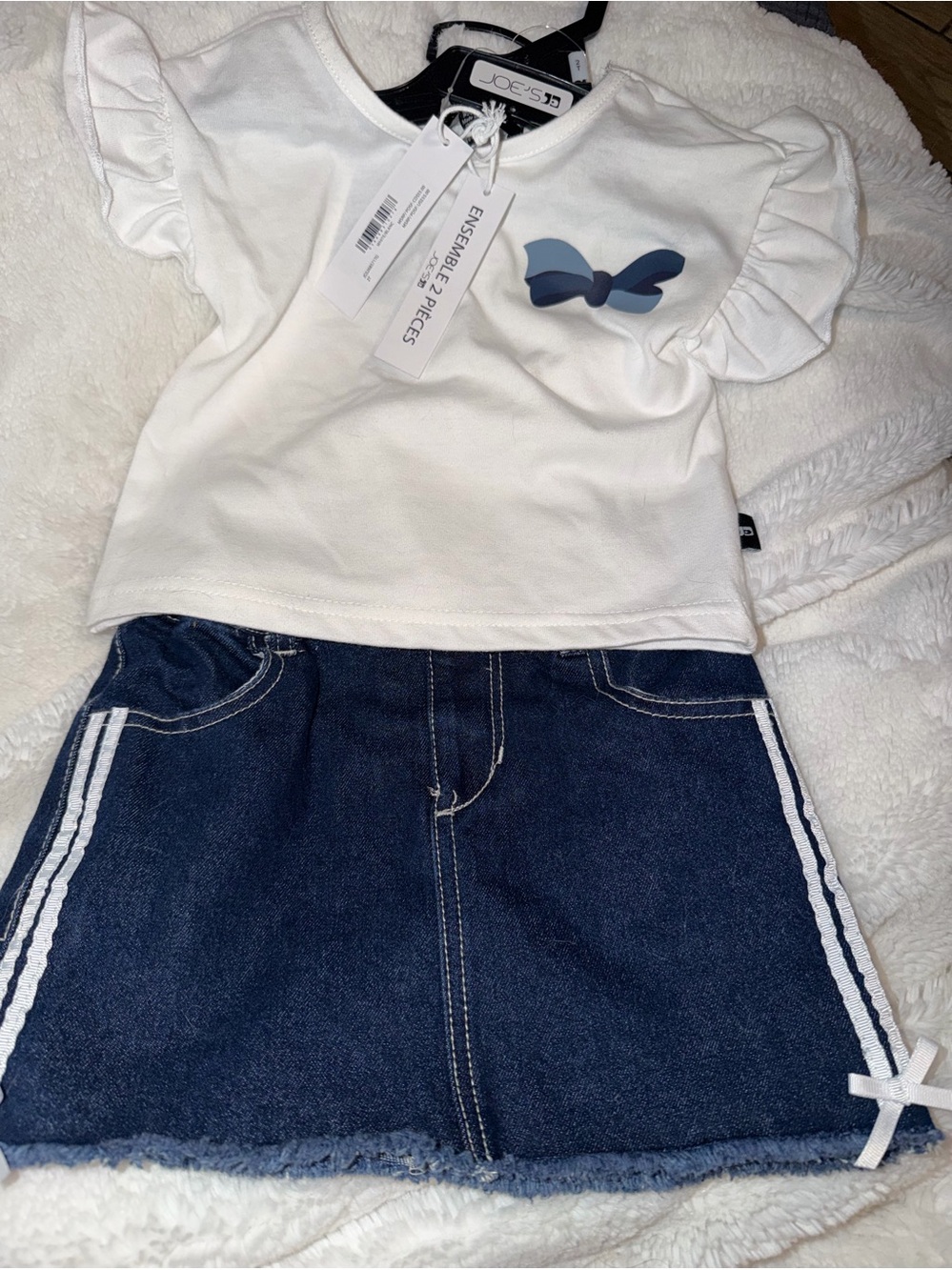 Joe's Jeans Girls White Butterfly Tee & Dark Denim Skort Set 2T NWT